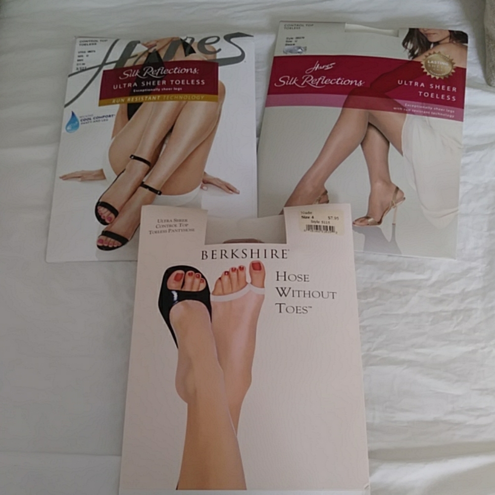 NWT 3 variety pack  ofqueen size toeless pantyhose